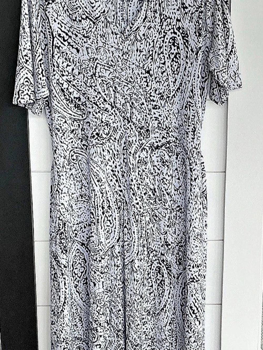 CHAUS Paisley Maxi Dress in White & Blue Size XL Like New